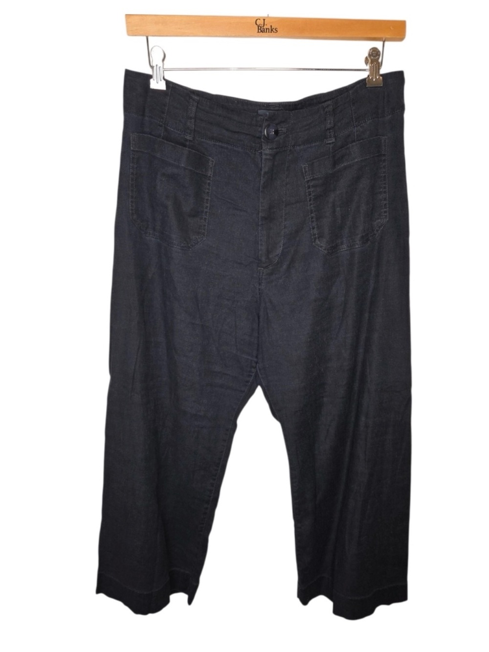 Anthropologie Maeve Colette Cropped Wide-Leg Linen-Blend Pants, Size 32